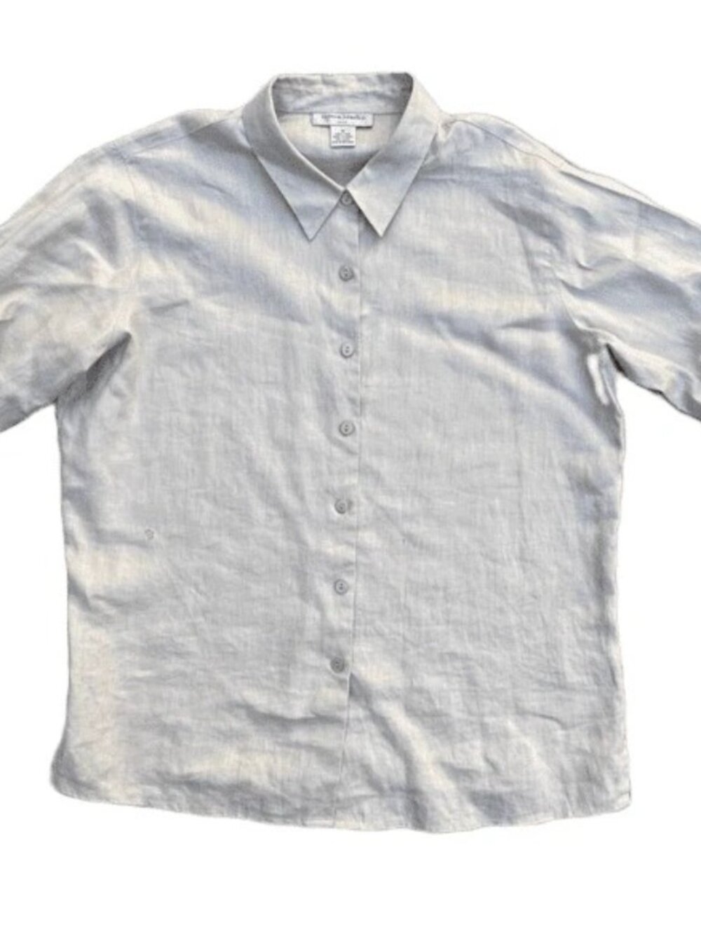 Sutton Studio Women's Vintage Petite 100% Linen Button Up Shirt | Medium